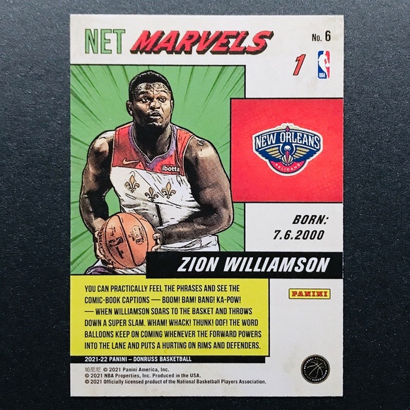Zion Williamson - 2021-22 Donruss Net Marvels Press Proof White Letters #6 - Picture 2 of 2
